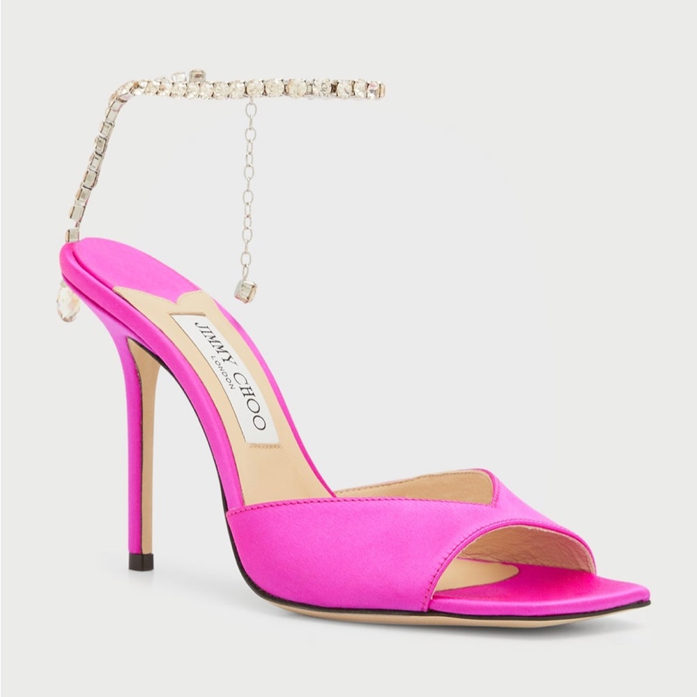 Jimmy Choo Saeda Satin Sandals, Size 39 NWT